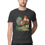 Village Morning — Regular Unisex T-shirt in Black — model