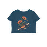Vinyl Garden — Women's Crop Top - Navy Blue