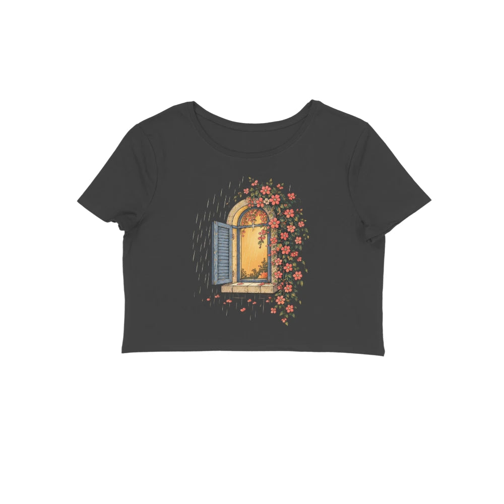 Rain Garden — Women's Crop Top - Black