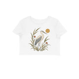 Meadow Heron — Women's Crop Top - White