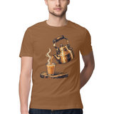 First Pour — Regular Unisex T-shirt in Chocolate — model