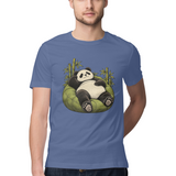 Lounge Panda — Regular Unisex T-shirt in Slate Blue — model
