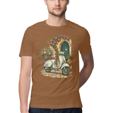 Courtyard Blooms — Regular Unisex T-shirt in Chocolate — model