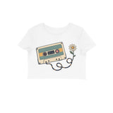 Mixtape Meadow — Women's Crop Top - White