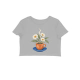 Café Bloom — Women's Crop Top - Melange Grey