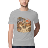 Desert Routes — Regular Unisex T-shirt in Ash Grey — model