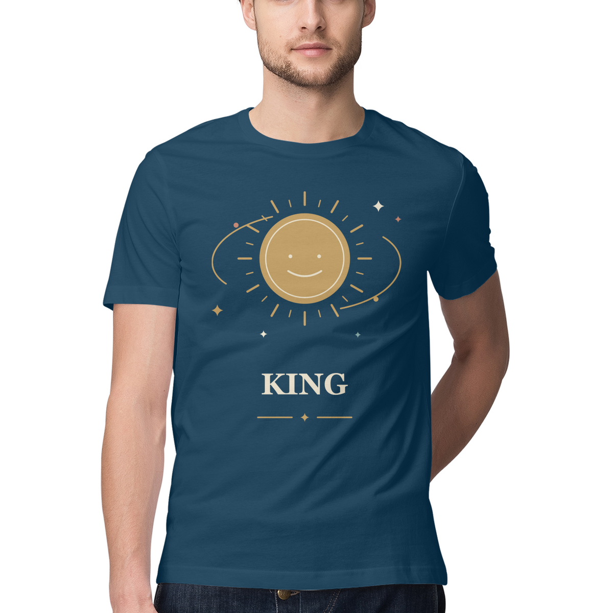 Orbit King — Regular Unisex T-shirt in Navy — model