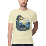 Evening Company — Regular Unisex T-shirt in Sand — model