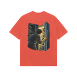 Fridge Glow — Premium Oversized T-shirt in Burgundy — model