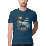 Evening Company — Regular Unisex T-shirt in Navy — model