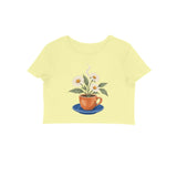 Café Bloom — Women's Crop Top - Butter Yellow
