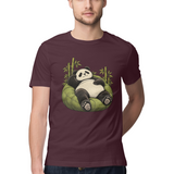 Lounge Panda — Regular Unisex T-shirt in Burgundy — model
