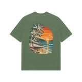 Coastal Drift — Premium Oversized T-shirt in Forest Green — model