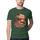 Dawn Contours — Regular Unisex T-shirt in Forest Green — model