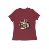 Cafe Cat — Women's Regular T-shirt - Maroon