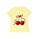 Cherry Ribbon — Women's Regular T-shirt - Butter Yellow
