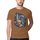 Monsoon Window — Regular Unisex T-shirt in Chocolate — model