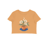 Café Bloom — Women's Crop Top - Mustard Yellow