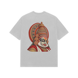 Festival Portrait — Premium Oversized T-shirt in Light Grey — model