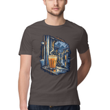 Monsoon Window — Regular Unisex T-shirt in Charcoal — model