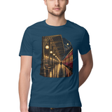 Platform Lanterns — Regular Unisex T-shirt in Navy — model