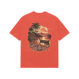 Dawn Contours — Premium Oversized T-shirt in Burgundy — model