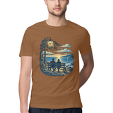 Evening Company — Regular Unisex T-shirt in Chocolate — model