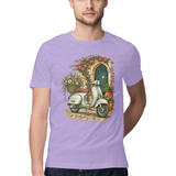 Courtyard Blooms — Regular Unisex T-shirt in Lavender — model