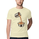 Coffee Arc — Regular Unisex T-shirt in Sand — model