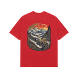 Valley Journey — Premium Oversized T-shirt in Red — model