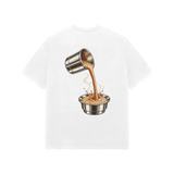 Coffee Arc — Premium Oversized T-shirt in White — model