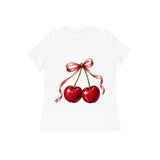 Cherry Ribbon — Women's Regular T-shirt - White