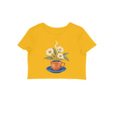 Café Bloom — Women's Crop Top - Golden Yellow
