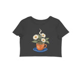 Café Bloom — Women's Crop Top - Black