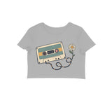 Mixtape Meadow — Women's Crop Top - Melange Grey