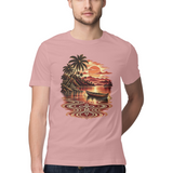 Dawn Contours — Regular Unisex T-shirt in Dusty Rose — model