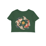 Koi Orbit — Women's Crop Top - Olive Green