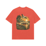 Golden Backwater — Premium Oversized T-shirt in Burgundy — model