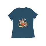 Cafe Cat — Women's Regular T-shirt - Navy Blue