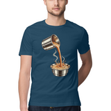 Coffee Arc — Regular Unisex T-shirt in Navy — model