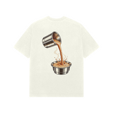 Coffee Arc — Premium Oversized T-shirt in Ivory — model