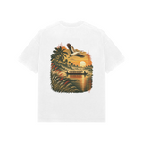 Golden Backwater — Premium Oversized T-shirt in White — model