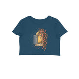 Rain Garden — Women's Crop Top - Navy Blue