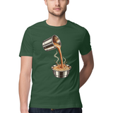 Coffee Arc — Regular Unisex T-shirt in Forest Green — model