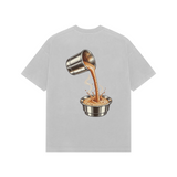 Coffee Arc — Premium Oversized T-shirt in Light Grey — model