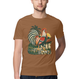 Village Morning — Regular Unisex T-shirt in Chocolate — model