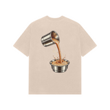 Coffee Arc — Premium Oversized T-shirt in Beige — model