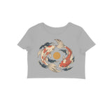 Koi Orbit — Women's Crop Top - Melange Grey