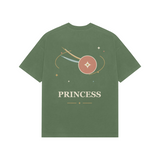Orbit Princess — Premium Oversized T-shirt in Forest Green — model