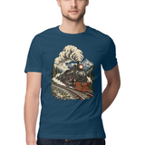 Mountain Express — Regular Unisex T-shirt in Navy — model